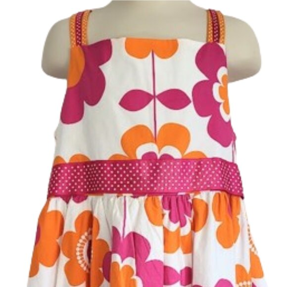 RARE EDITIONS Pink Orange & White Sleeveless Floral Dress - Girl's 6 - Picture 5 of 9